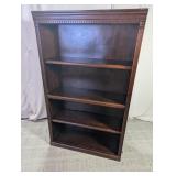 Dark Brown Wood 4-Shelf Bookcase 60"H