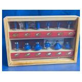 Router Bit Set in Wood Storage Case