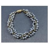 Faux Pearl Beaded Braided Magnetic Bracelet