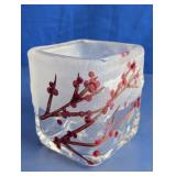 Frosted Glass Berry Branch Votive Holder