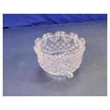 Clear Cut Glass Three-Footed Butterfly Bowl