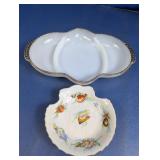 White Ceramic Serving Dish & Shell Plate Lot