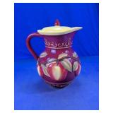 Hand Painted Apple Ceramic Pitcher W/Lid