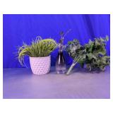 Artificial Plant And Vase Decor Lot