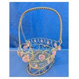 Decorative Wire Heart Basket w/Pink Charms