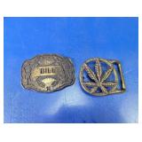 Vintage Brass Belt Buckles Duo