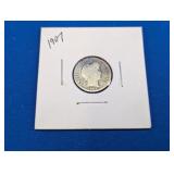 1907 U.S. 90% Silver Barber Dime