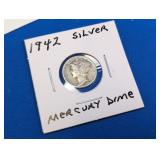 1942 U.S. 90% Silver Mercury Dine