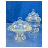 Glass Covered Candy Dish Pair