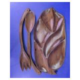 Leaf Divided Serving Tray & Salad Servers