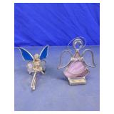 Stained Glass Angel & Pewter Fairy Figurines Lot