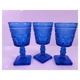 Blue Pressed Glass Goblets
