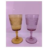 Colored Glass Goblets Pair