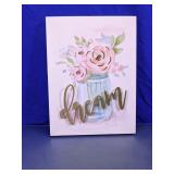 Floral Wall Art with Dream Script