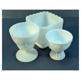 Anchor Hocking Milk Glass Pedestal Cup Trio