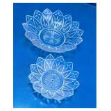 Vintage Federal Glass Clear Sunflower Bowls Duo