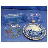 Vintage Delft & Art Glass Plates & Dishes Lot