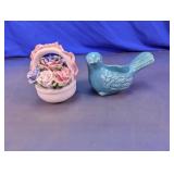 Ceramic Bird Vase & Rose Basket Decor