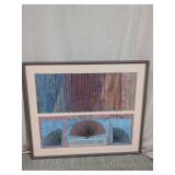 Framed Mixed Media Fan Artwork