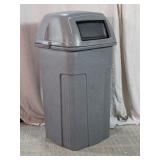 Commercial Plastic Toter Trash Can with Swing Lid