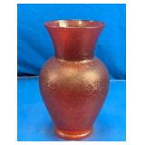 Red Crackle Glass Vase