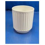 White Ribbed Ceramic Planter Pot