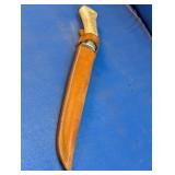 Vintage Stag Handle Fixed Blade Knife & Sheath