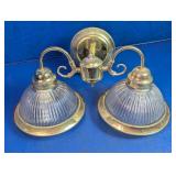 Brass Tone Double Light Wall Sconce