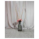 Floral Metal Vase with Faux Floral Arrangement