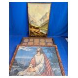 Mountain Print, Religious Art & Collage Frame Trio