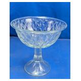 Clear Glass Diamond Cut Pedestal Compote