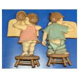 Sexton Bathroom Boy & Girl Wall Plaque Pair