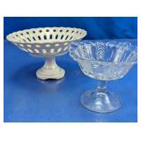 Vintage Glass & Ceramic Pedestal Bowls