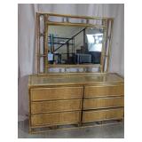 Bamboo and Rattan Dresser with Mirror