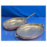 Vintage Copper-Clad Oval Roasting Pans