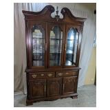 Lighted Cherry Wood China Cabinet