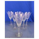 Cut Glass Stemware Goblets w/ Starburst Pattern