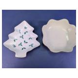 Christmas Tree & Scalloped Glass Candy Dishes