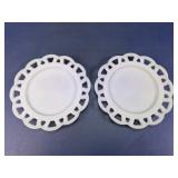 Open Lace Edge Oval Glass Platters Pair