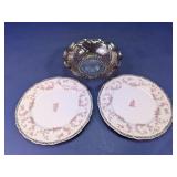 Floral Plates & Glass Candy Bowl Set