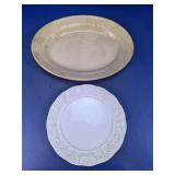 Embossed Glass Serving Platter Pair