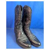 Vintage Black Leather Cowboy Boots Men