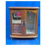 Vintage Footed Wooden Jewelry Box Cabinet