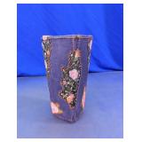 Fabric-Covered Floral Square Vase