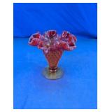 Fenton Amberina Hobnail Trumpet Vase