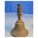Vintage Cast Iron Colonial Soldier Hand Bell