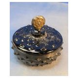 Black Hobnail Glass Covered Dish