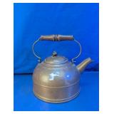 Vintage Copper Tea Kettle with Wooden Handle