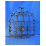 Vintage Black Metal Scrollwork Wall Mail Rack