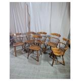 Windsor Style Wooden Arm Dining Chairs